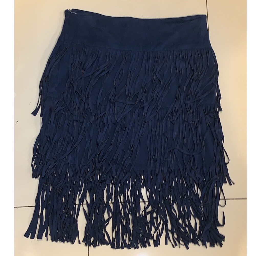 Romeo & Juliette Navy Blue Fringe Skirt